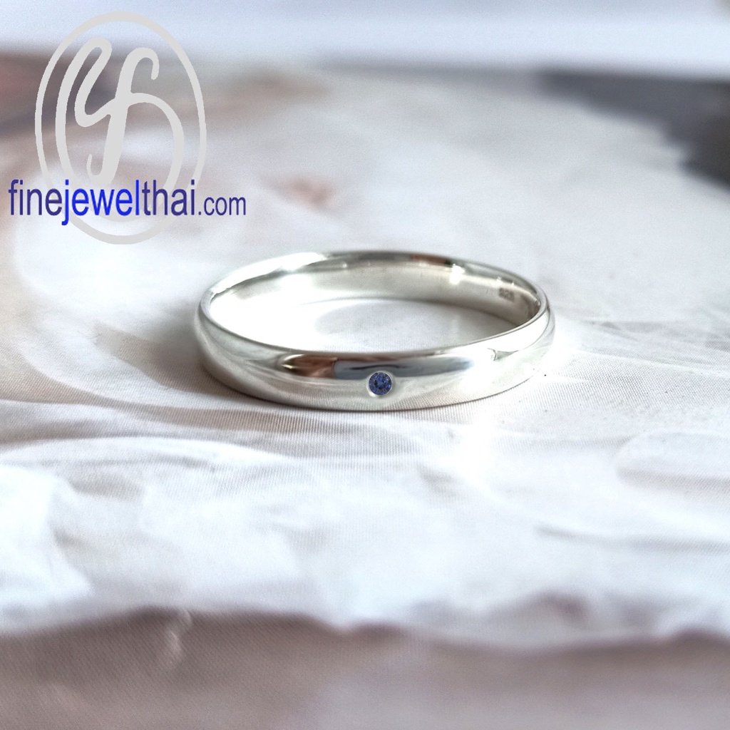 finejewelthai-แหวนไพลิน-ไพลินแท้-แหวนเงินแท้-พลอยประจำเดือนเกิด-blue-sapphire-silver-ring-birthstone-r3068bl