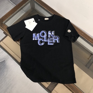 Moncler ใหม่ เสื้อยืดลําลอง ผ้าฝ้าย แขนสั้น คอกลม พิมพ์ลาย ทรงหลวม แฟชั่นฤดูร้อนสามารถปรับแต่งได้