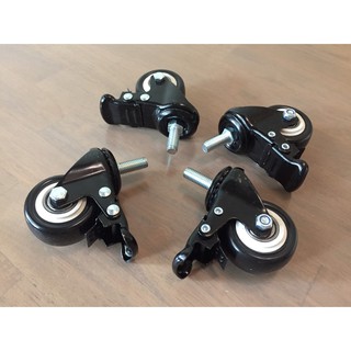 ล้อเลื่อน ล้อหมุน Stem Casters เกลียวล้อไม่มีเสียงรบกวน ลูกล้อพร้อมเบรค (4 ล้อ) มือสอง สภาพดีมาก