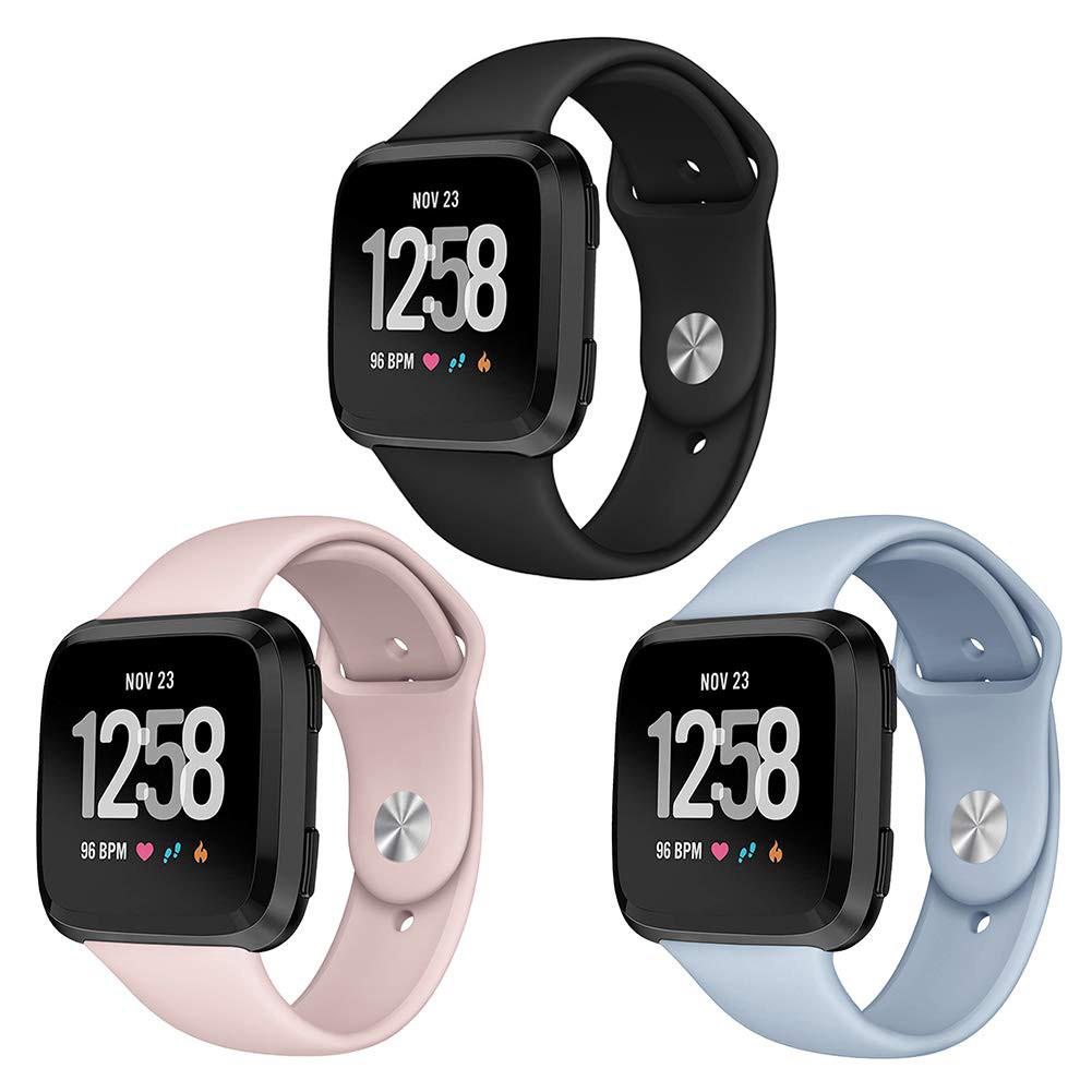 3Pcs Fitbit Versa 2 /Fitbit Versa /Fitbit Versa Lite Soft Silicone Bands Strap Wristband Straps for Fitbit Versa 2 Lite