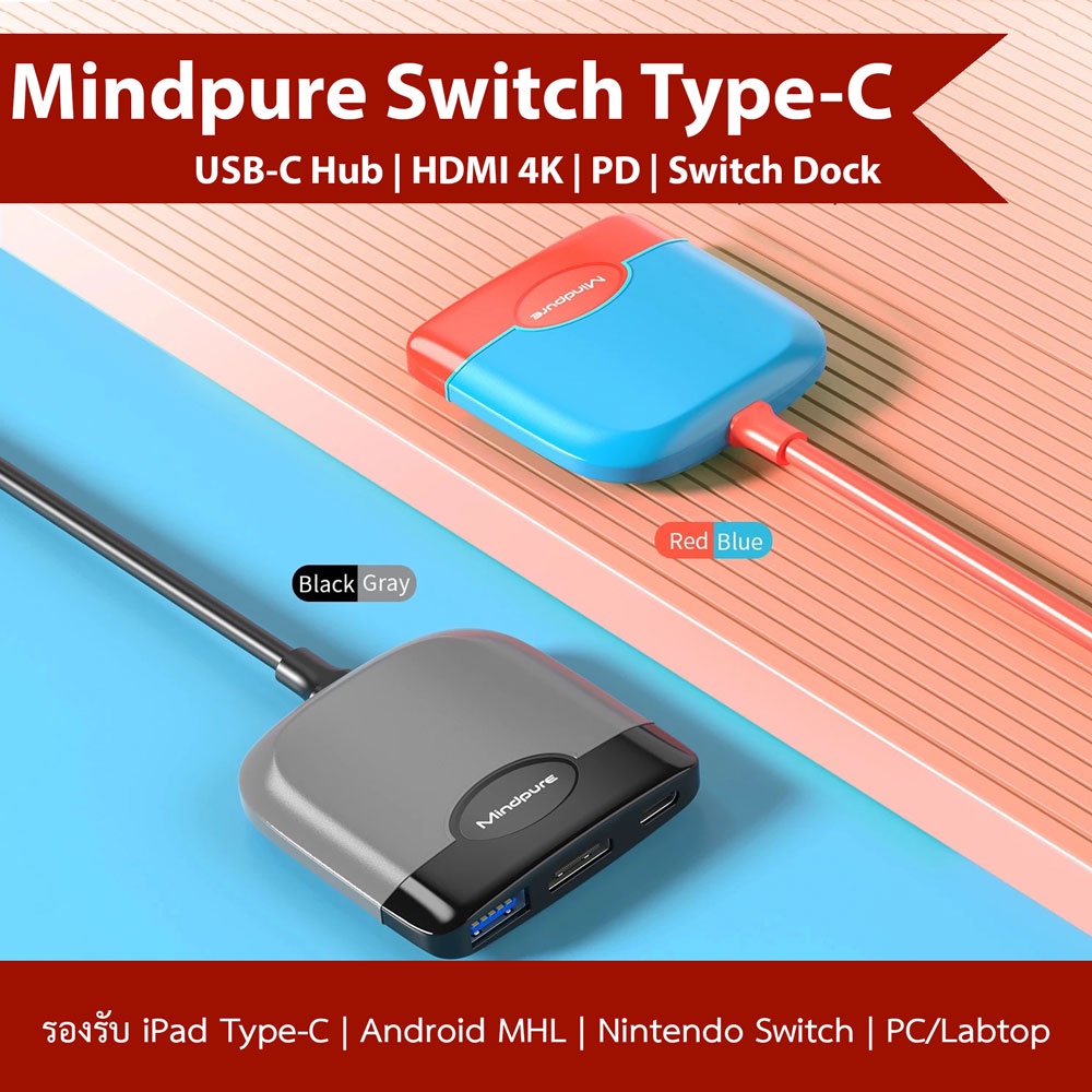Mindpure Switch TypeC to HDMI USBC Hub 3 in 1 Multi Function Shopee