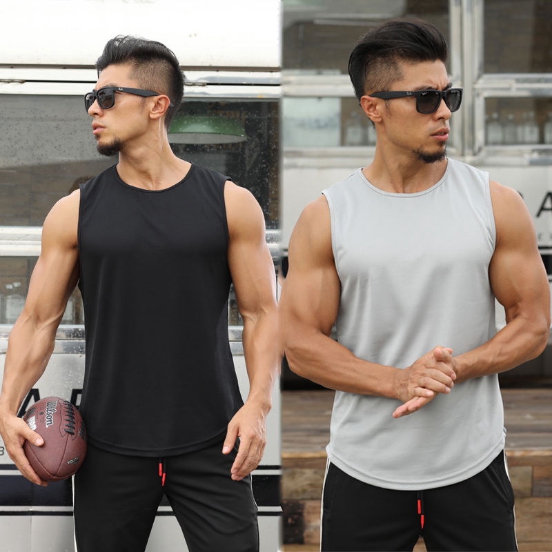 เสื้อกล้ามผู้ชาย-mens-sports-solid-vest-training-quick-drying-breathable-sleeveless-tank-top
