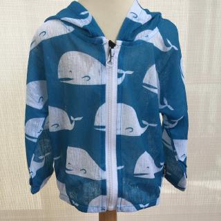 เสื้อกันแดดเด็ก สีฟ้าลายวาฬ ไซส์ 80-90