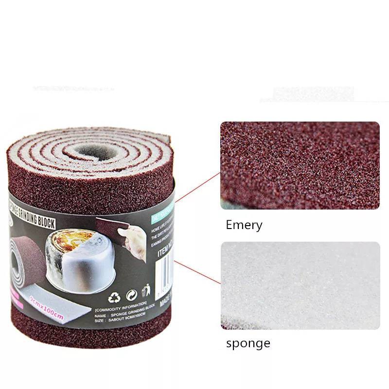 shibuith-emery-sponge-แผ่นขัดสนิม-แปรงฟองน้ำสำหรับทำความสะอาดห้องครัว-ใช้ได้สองด้าน-ขนาด-9x100-ซม