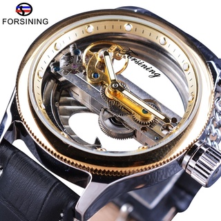Forsining Automatic Self-wind Watch Top Luxury Mechanical Wristwatch Steampunk Sport Watch Genuine Leather Waterproof Cl