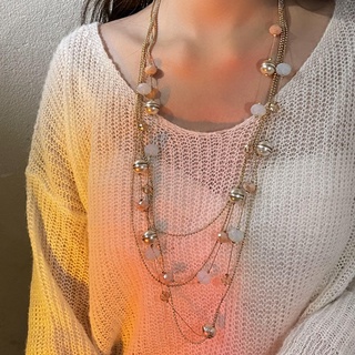 Crystal multi-layer sweater chain womens design sense all-match sweater chain multi-layer temperament long sweet neckla