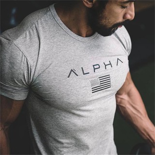 2020 New Clothing Gyms Tight T-Shirt Mens Alpha Fitness T-Shirt Homme Gyms T Shirt Men Fitness Summer Tees Tops