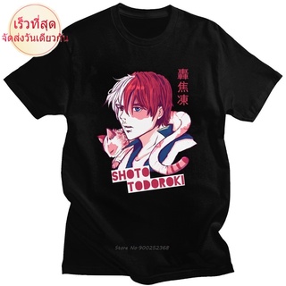 [2023]ผ้าฝ้ายคอกลมเสื้อยืดแขนสั้น ผ้าฝ้าย พิมพ์ลายการ์ตูนอนิเมะ My Hero Academia Shoto Todoroki With A Kitten Cat สําหรั