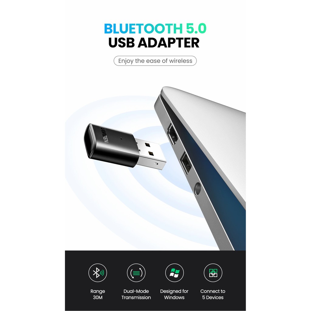 ภาพหน้าปกสินค้าUgreen USB Bluetooth 5.0 Adapter Transmitter and Receiver EDR Dongle จากร้าน warmuily บน Shopee
