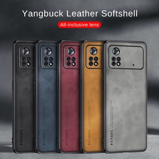 Luxury Yangbuck Leather Matte Case For Xiaomi Poco X4 Pro 5G Shockproof Cover For Poco F4 X3 GT X4 NFC M3 M4 Pro 5G Fundas
