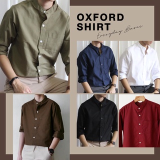 สินค้า 🔥️ทักแชทรับโค้ดลดเพิ่ม เชิ้ตคอจีนมีกระดุมผู้ชายแขนยาว สีพื้น Long-Sleeve Mandarin Collar Shirt 2 (56-02)