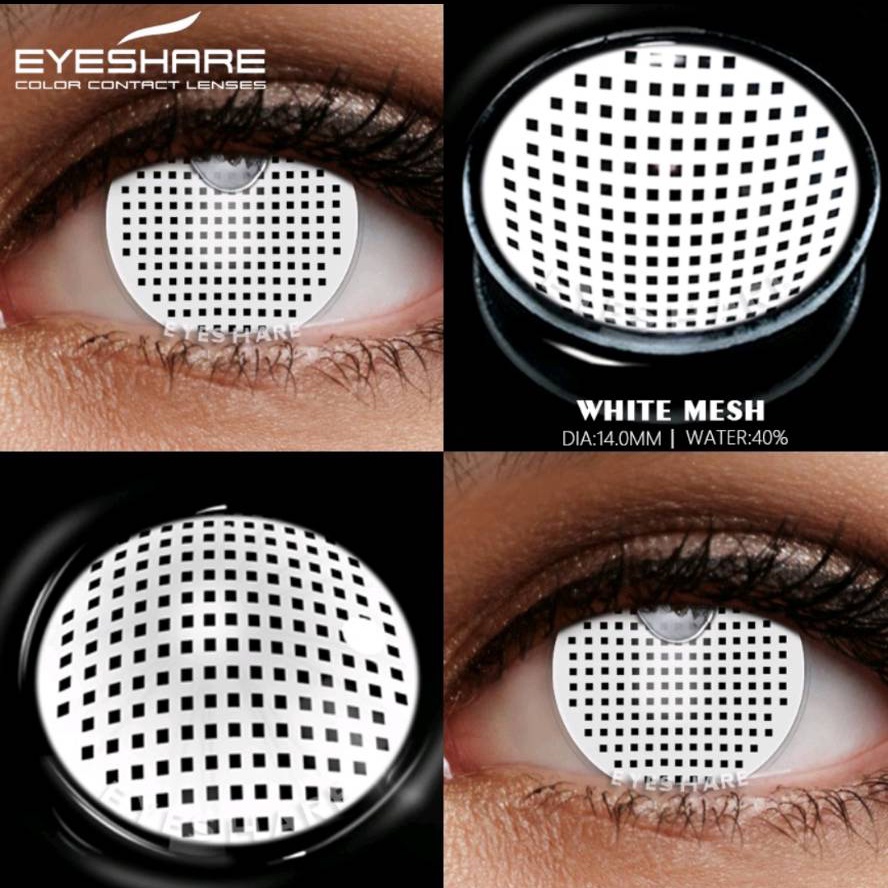 ส่งเร็ว-คอนแทคเลนส์คอสเพลย์-รายเดือน-รายปี-คอนเทคเลนส์สีขาว-เต็มตา-ขาวตาข่าย-ตาผี