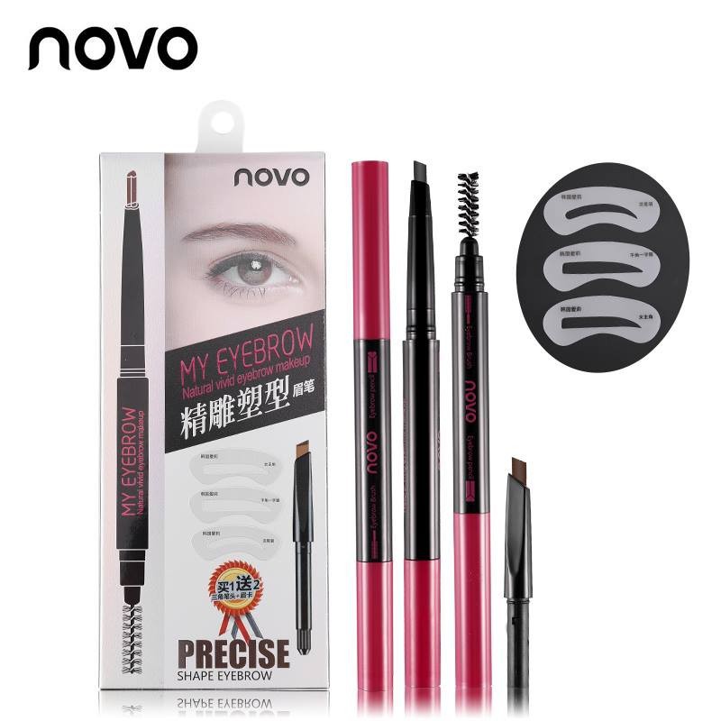 ภาพหน้าปกสินค้าราคาเทจ้า Novo Natural Vivid Eyebrow Makeup ดินสอเขียนคิ้ว+refill+บล๊อคคิ้ว3แบบ