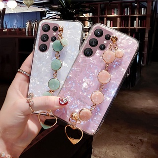 เคสโทรศัพท์ ซัมซุง Samsung Galaxy S22 S21 Ultra FE S22+ S21+ Plus 5G A03 A03S Phone Case with Chain Casing Luxury Bling Cute Shell Back Cover เคส GalaxyS22 S22Ultra GalaxyA03