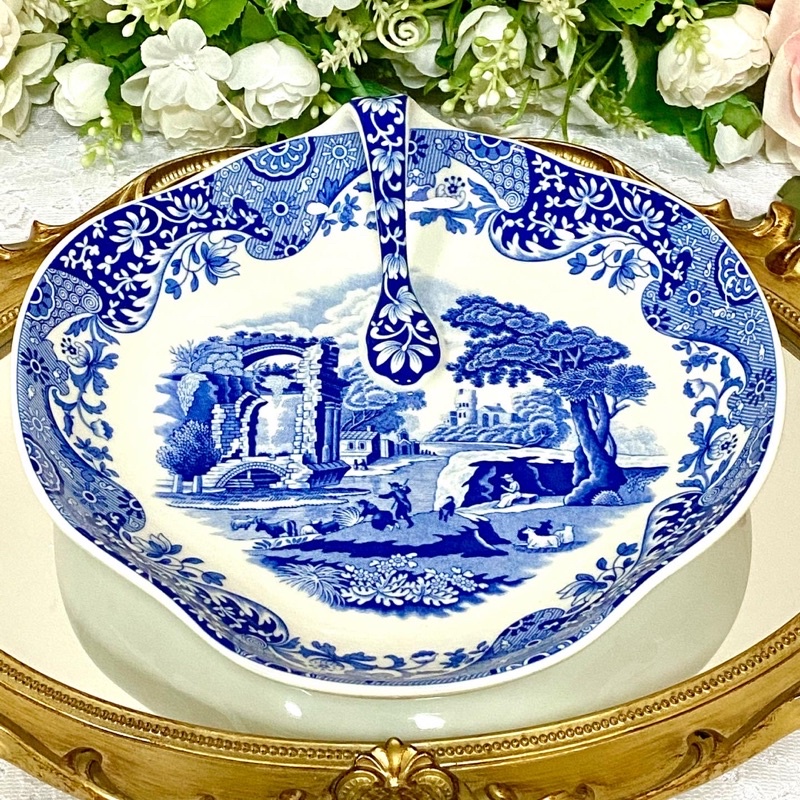 Spode Blue Italian Handled Tray จานเสิร์ฟ ถาดเสิร์ฟ Shopee Thailand