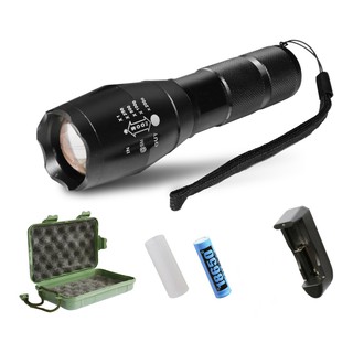 (ไฟฉายT6 Box Set) LED Zoomable Flashlight Torch 5 Modes ไฟฉาย แรงสูง ซูมได้ แถมอุปกรณ์ครบชุด พร้อมถ่านชาร์จ