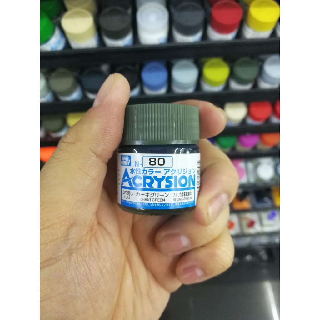 สีสูตรน้ำ-mr-acrysion-color-n80-khaki-green-us-combat-flat-10ml