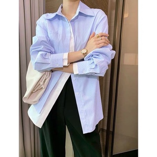 CT2798 เสื้อเชิ้ตสไตล์เกาหลี Freesize แขนยาว รุ่นคลาสสิค สวมใส่สบาย white,blue