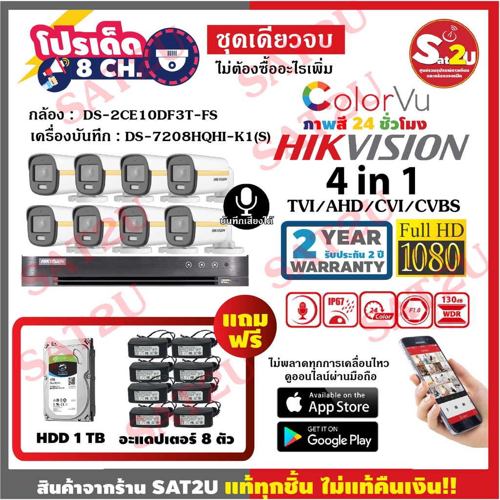 ชุดกล้องวงจรปิด-ดูผ่านมือถือ-8ch-hikvision-ภาพสี-24-ชั่วโมง-บันทึกเสียงได้-จัดส่งไว-พร้อม-hdd-1-tb