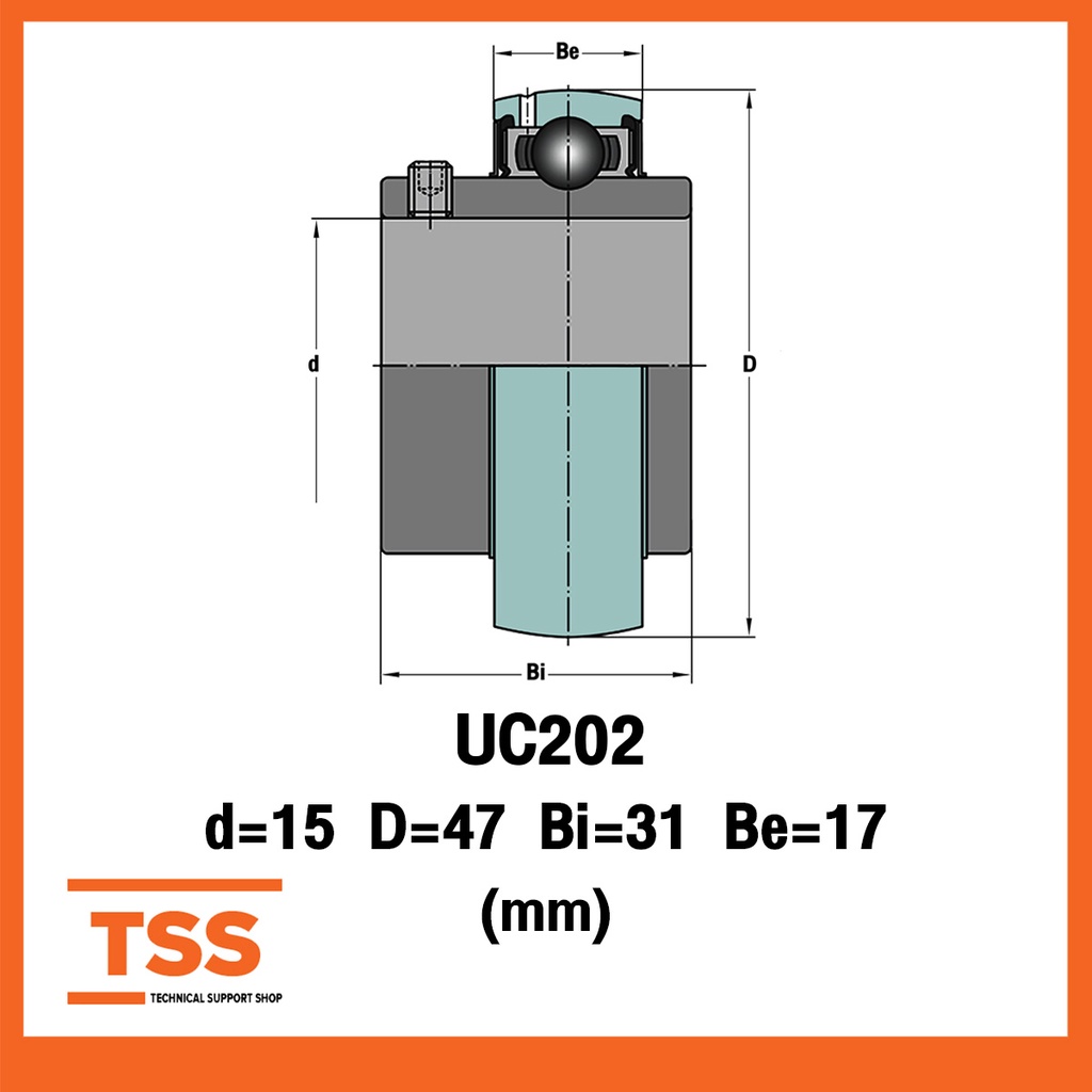 UC202 ตลับลูกปืนตุ๊กตา BEARINGS UNITS ( สำหรับเพลา 15 มิล ) UC 202 ...