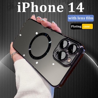 เคสโทรศัพท์มือถือ ซิลิโคนนุ่ม ใส ชุบแม่เหล็ก หรูหรา สําหรับ iPhone 14 14 13 Pro Max 12 Pro Max 14 Plus