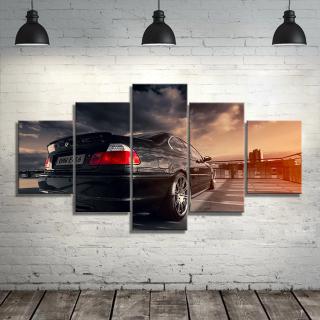 5 Panel BMW E46 Sports Car Painting Home Decor For Living Room Picture Wall Art Canvas Modern Modular Artwork