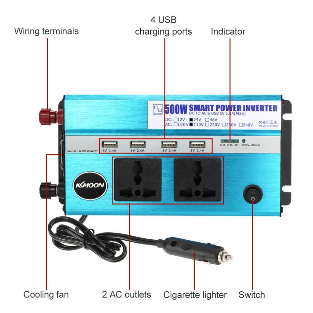 smart-power-inverter-dc-12v-to-ac-220v-50hz-กำลังไฟฟ้า-500w-w-4-usb-ports-2-ac-outlets-black