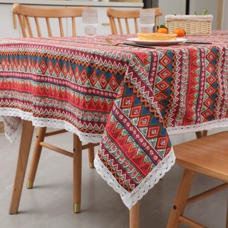ผ้าปูโต๊ะผ้าสไตล์ชาติพันธุ์เข้ารหัสผ้าปูโต๊ะผ้าฝ้ายและผ้าลินิน