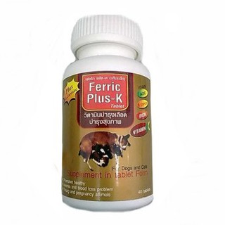 ภาพหน้าปกสินค้าFerric Plus-K (Exp.05/2024) ชนิดเม็ด บรรจุ 40 เม็ด วิตามินบำรุงเลือดและสุขภาพ สำหรับสุนัขและแมว ซึ่งคุณอาจชอบสินค้านี้