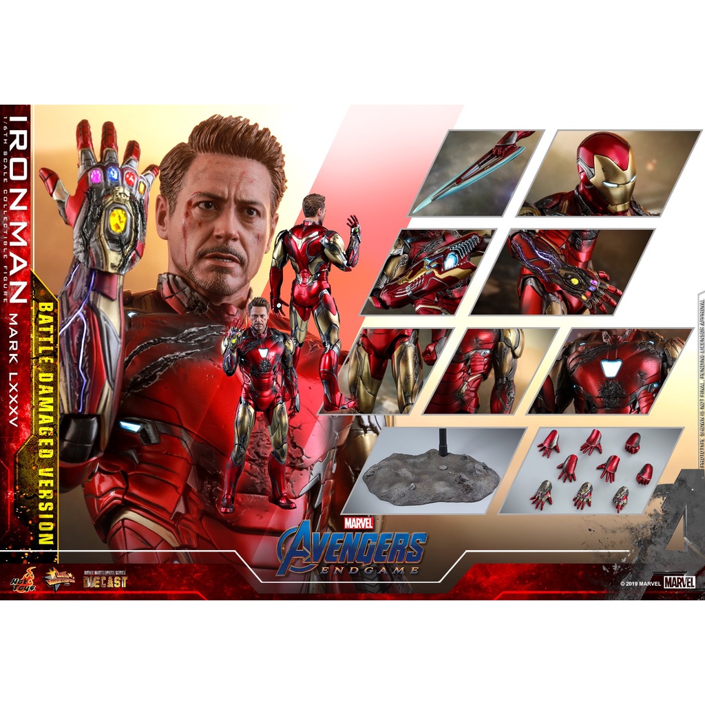 hottoys-mms543d33-avengers-endgame-1-6th-scale-iron-man-mark-lxxxv-battle-damaged-version-ไอรอนแมน