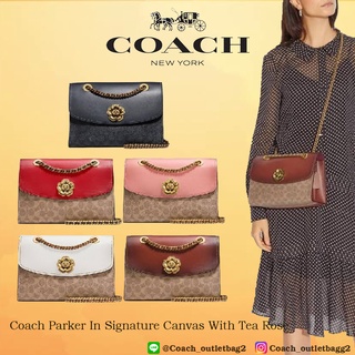 Coach Parker In Signature Canvas With Tea Rose