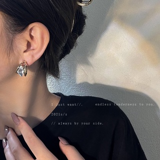 925 silver needle rhinestone hollow C-shaped earrings Korean light luxury earrings simple temperament earrings for girls