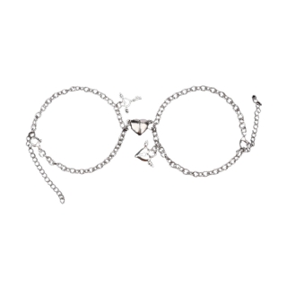 โปรโมชั่น : 17 กม. วินเทจ หัวใจ แม่เหล็ก จี้ สร้อยข้อมือ ล็อค พวงกุญแจ เงิน สร้อยข้อมือคู่ เครื่องประดับ อุปกรณ์เสริม