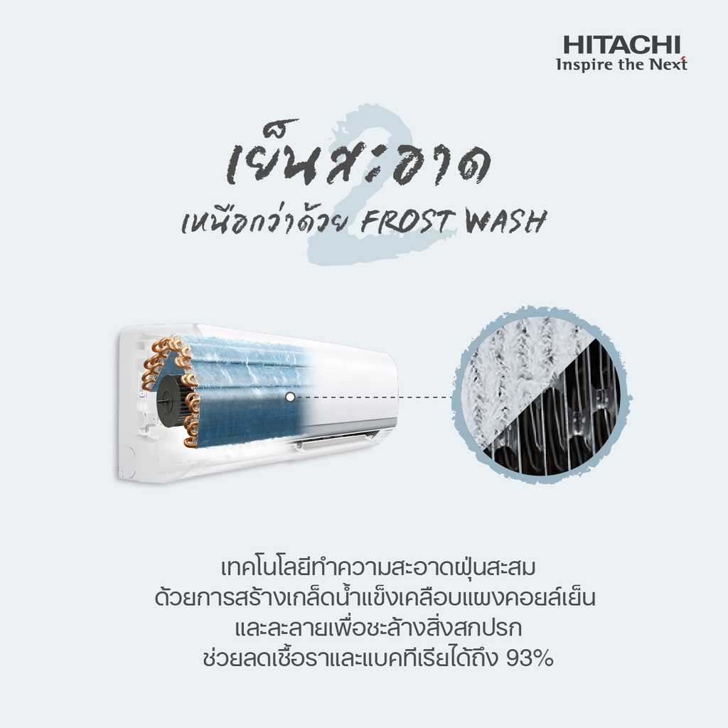 แอร์-ฮิตาชิ-hitachi-inverter-รุ่น-xj-แอร์ติดผนัง-ระบบอินเวอร์เตอร์-โหมดทำความสะอาดแอร์-frost-wash-คอยล์ท