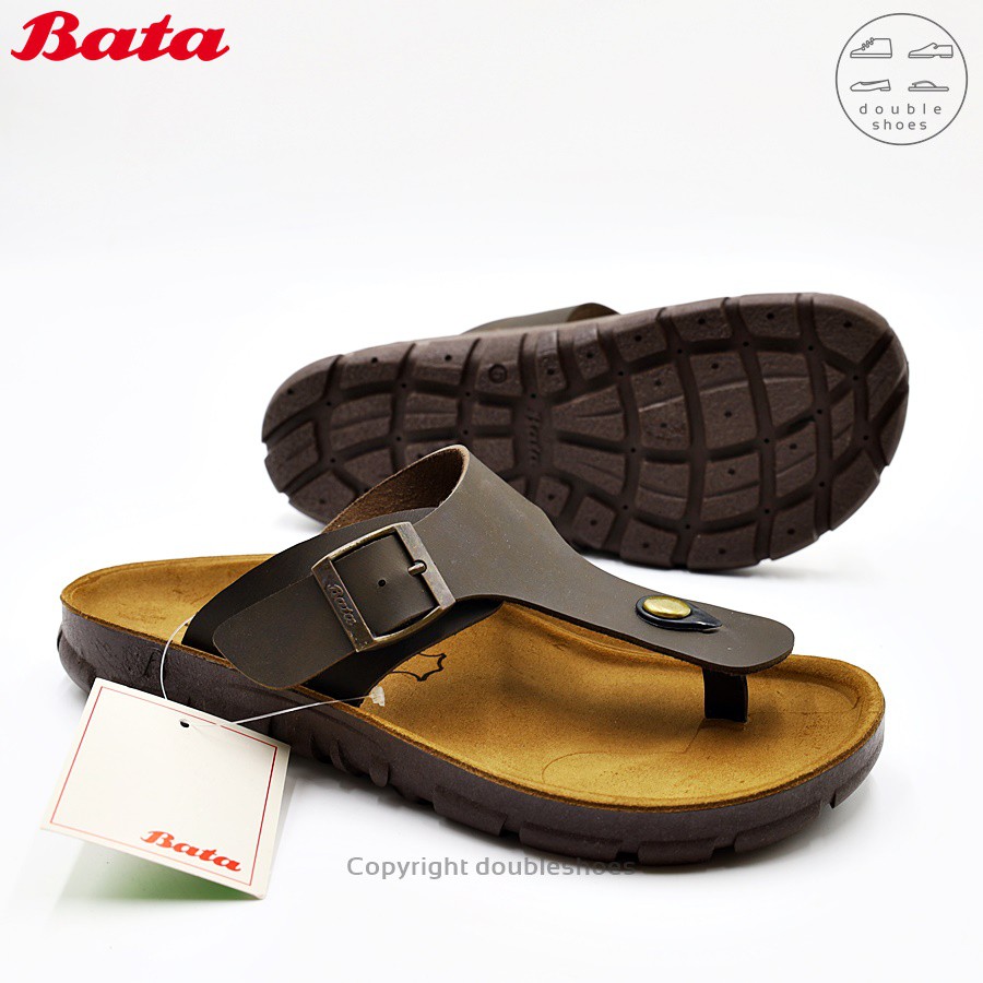 bata-รองเท้าแตะแบบหนีบ-หนังแท้-ทรงบริคเคน-พื้นยางแท้-ไซส์-5-10-รหัส-874-4054