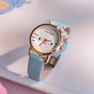 ใหม่ นาฬิกาข้อมือ ลายการ์ตูน Hello Kitty สไตล์เกาหลี สําหรับเด็กผู้หญิง