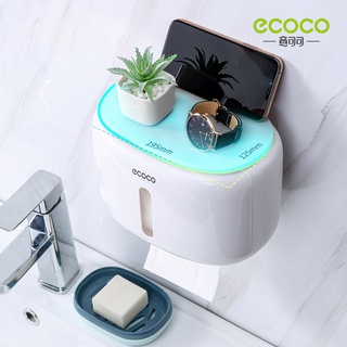 ECOCO กล่องใส่กระดาษทิชชู่ ที่ใส่ทิชชู่ ที่แขวนทิชชู่ 4 in 1 พร้อมที่วางของ พร้อมช่องวางมือถือ พร้อมลิ้นชัก ไม่ต้องเจาะ