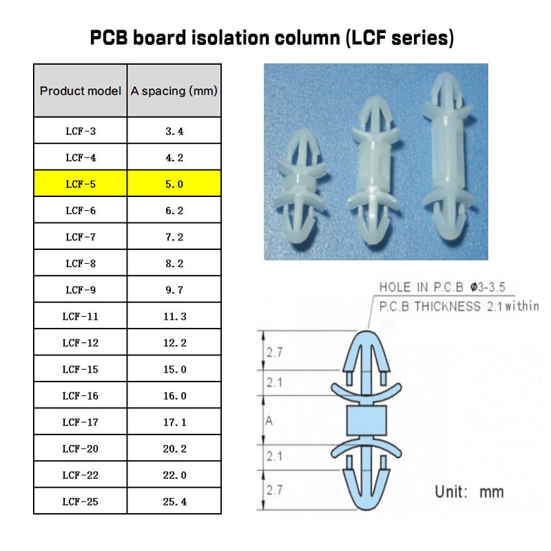 คอลัมน์แยกบอร์ด PCB LCF ซีรีส์ 3mm ขายึดแผงวงจร คอลัมน์ถาวรแบบสองหัว ...