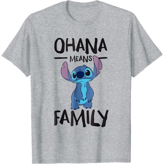 เสื้อยืดผ้าฝ้ายเสื้อยืดแขนสั้นลําลอง คอกลม พิมพ์ลาย Disney Ohana Means Family Stitch แฟชั่นสําหรับผู้ชายL XL  XXL 3XL