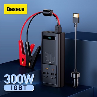 Baseus อินเวอร์เตอร์รถยนต์ 300W DC 12V ถึง AC 220V จอแสดงผลดิจิตอล อินเวอร์เตอร์พลังงานอัตโนมัติ USB Type C ชาร์จเร็ว สําหรับอะแดปเตอร์ไฟรถยนต์