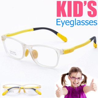 KOREA แว่นตาแฟชั่นเด็ก แว่นตาเด็ก รุ่น 2105 C-5 กรอบใสขาเหลือง ขาข้อต่อ วัสดุ TR-90 (สำหรับตัดเลนส์) เบาสวมไส่สบาย