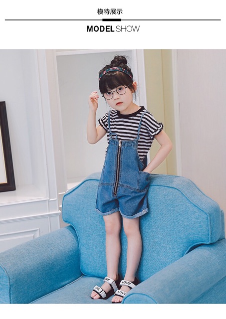 ส่งฟรี-ems-จ้า-set-2-ชิ้น-เอี๊ยมยีนส์-เสื้อแขนสั้น