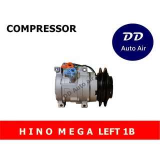 COMPRESSOR Hino Mega LEFT ร่อง B 24v. คอมเพรสเซอร์ แอร์ ฮีโน่ เมก้า สายพานร่องวี คอมแอร์รถยนต์