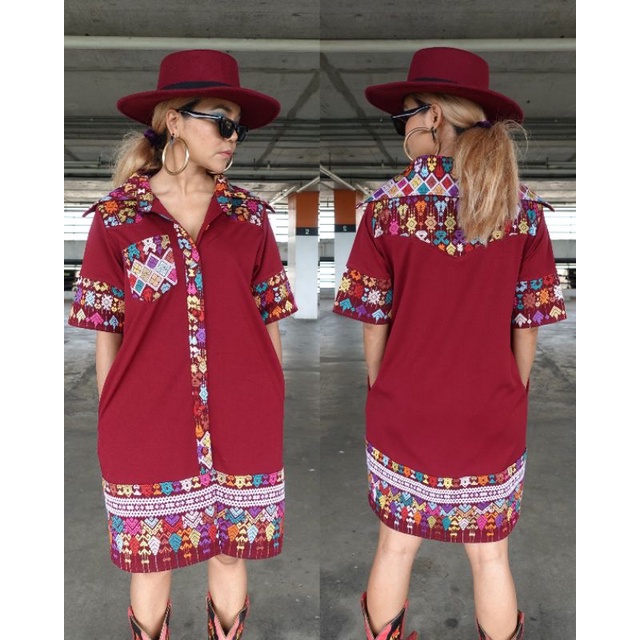 western-shirtdress-แขนสั้น