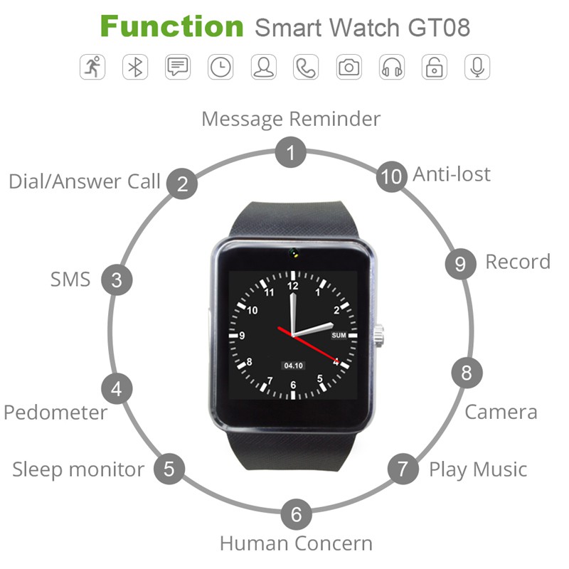 นาฬิกาข้อมือgt-08-นาฬิกาข้อมือ-smart-watch-เชื่อมต่อบลูทูธรองรับ-sim-tf-card