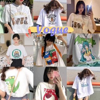 เสื้อยืดโอเวอร์ไซส์Vogue🌟พร้อมส่ง🌟เสื้อยืดแขนสั้น ลายการ์ตูน ไม่ซ้ำใครแน่นอน (DX-6) -N  04