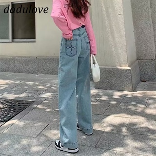 DaDulove💕 New Korean Version Washed Straight Jeans Niche Loose High Waist Wide Leg Pants Fashion Womens Clothing