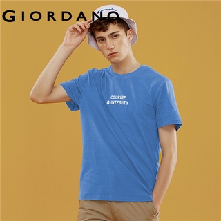 Giordano Men เสื้อยืดแขนสั้นคอกลม สกรีนลวดลายข้อความ Free Shipping 92097630 BCFA