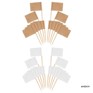 Aod ป้ายไม้จิ้มฟันเปล่า ขนาดเล็ก พร้อมแท่งไม้ชีส 100 ชิ้น สําหรับคัพเค้ก ปาร์ตี้