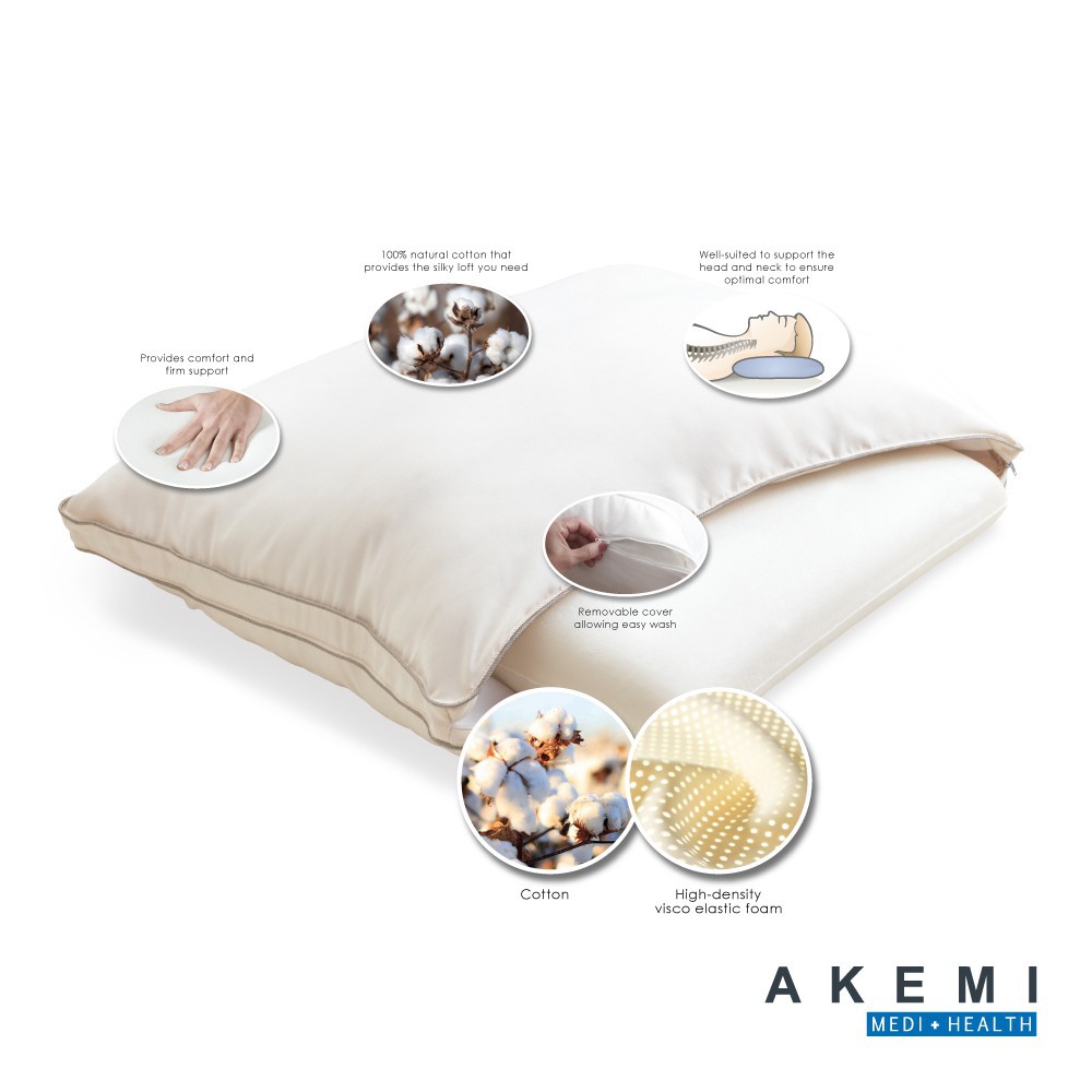 ราคาโปร-akemi-หมอน-หมอนหนุน-หมอนเพื่อสุขภาพ-hybrid-cotton-memory-pillow